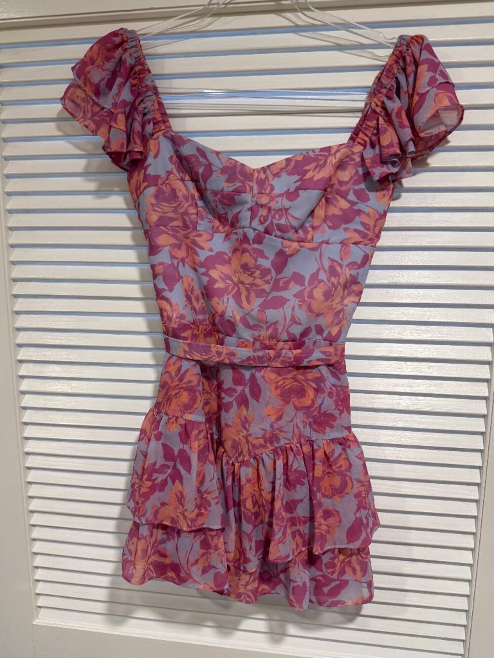 Amanda Uprichard Mackey Romper Midsummer Print Pink Purple Size Small